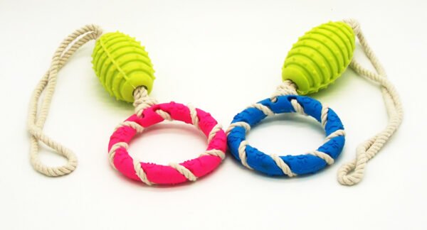 Soft Rubber Rope Dog Ball Interactive Combine Ball Rope Dog Toy