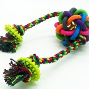 Soft Rubber Rope Dog Ball Interactive Combine Ball Rope Dog Toy